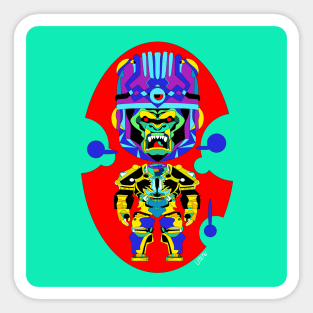 robot mojo gorilla ecopop in mexican patterns golden art Sticker